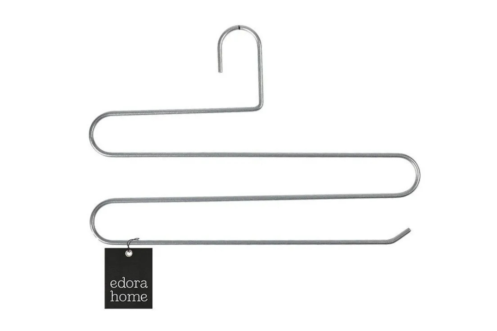 10'lu Mat Gümüş 3 Katlı Pantolon Askılığı Dolap İçi Elbise Şal Eşarp Askılık Paslanmaz Metal