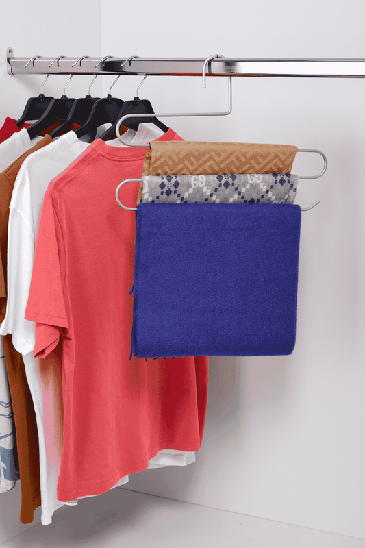 Gümüş 10'Lu Dolap İçi 3 Katlı Pantolon Elbise, Şal, Eşarp, Askısı, Gardrop Askısı - Metal Paslanmaz