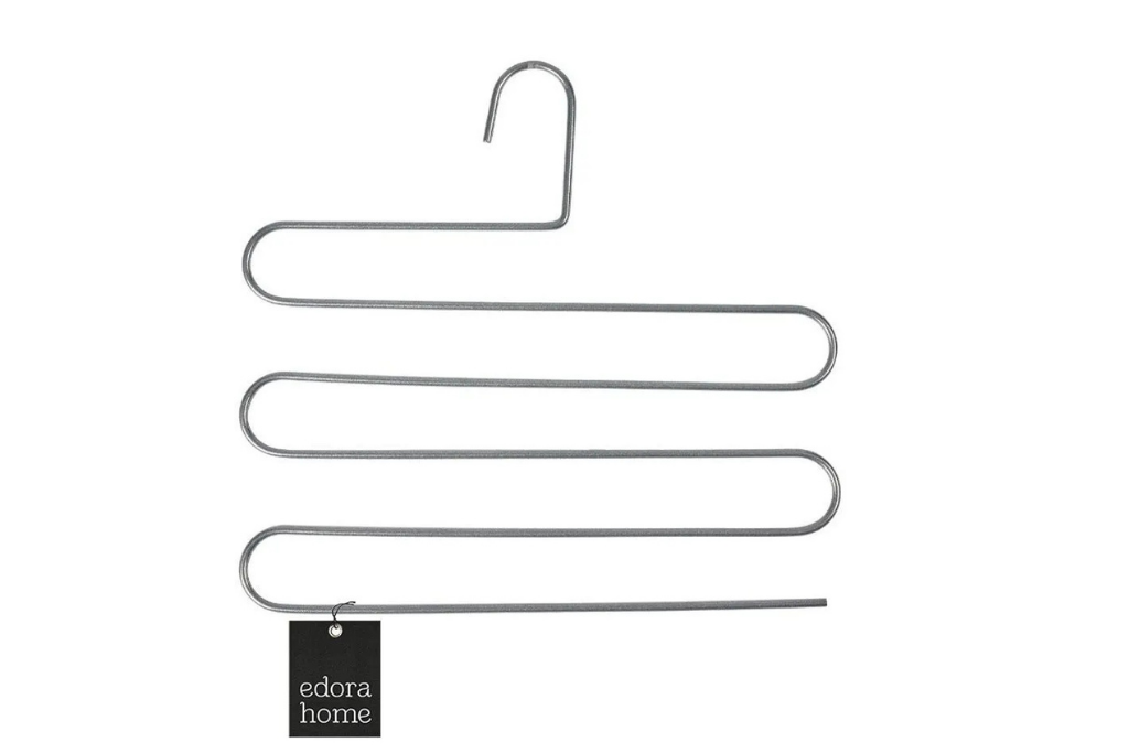 10'lu Mat Gümüş 5 Katlı Pantolon Askılığı Dolap İçi Elbise Şal Eşarp Askılık Paslanmaz Metal