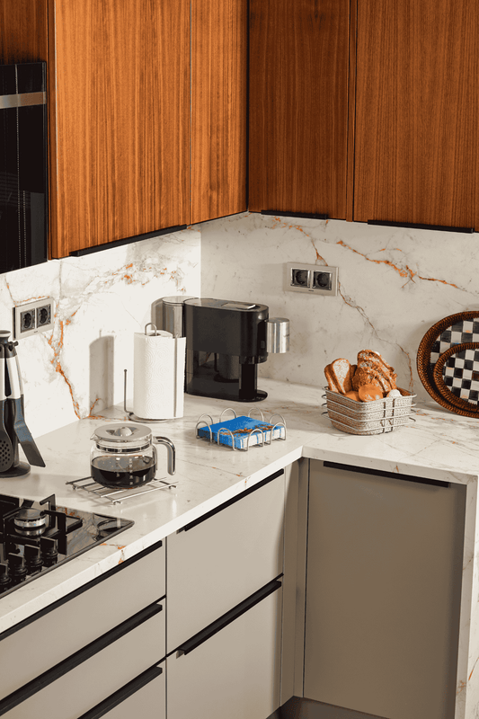 Gümüş 4'Lü Servis Sunum Seti, Peçetelik, Kağıt Havluluk, Ekmeklik Makrome, Nihale - Metal Paslanmaz