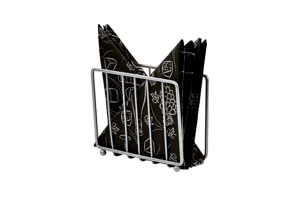 Gümüş 4'Lü Servis Sunum Seti, Peçetelik, Kağıt Havluluk, Nihale, Ekmeklik Makrome - Metal