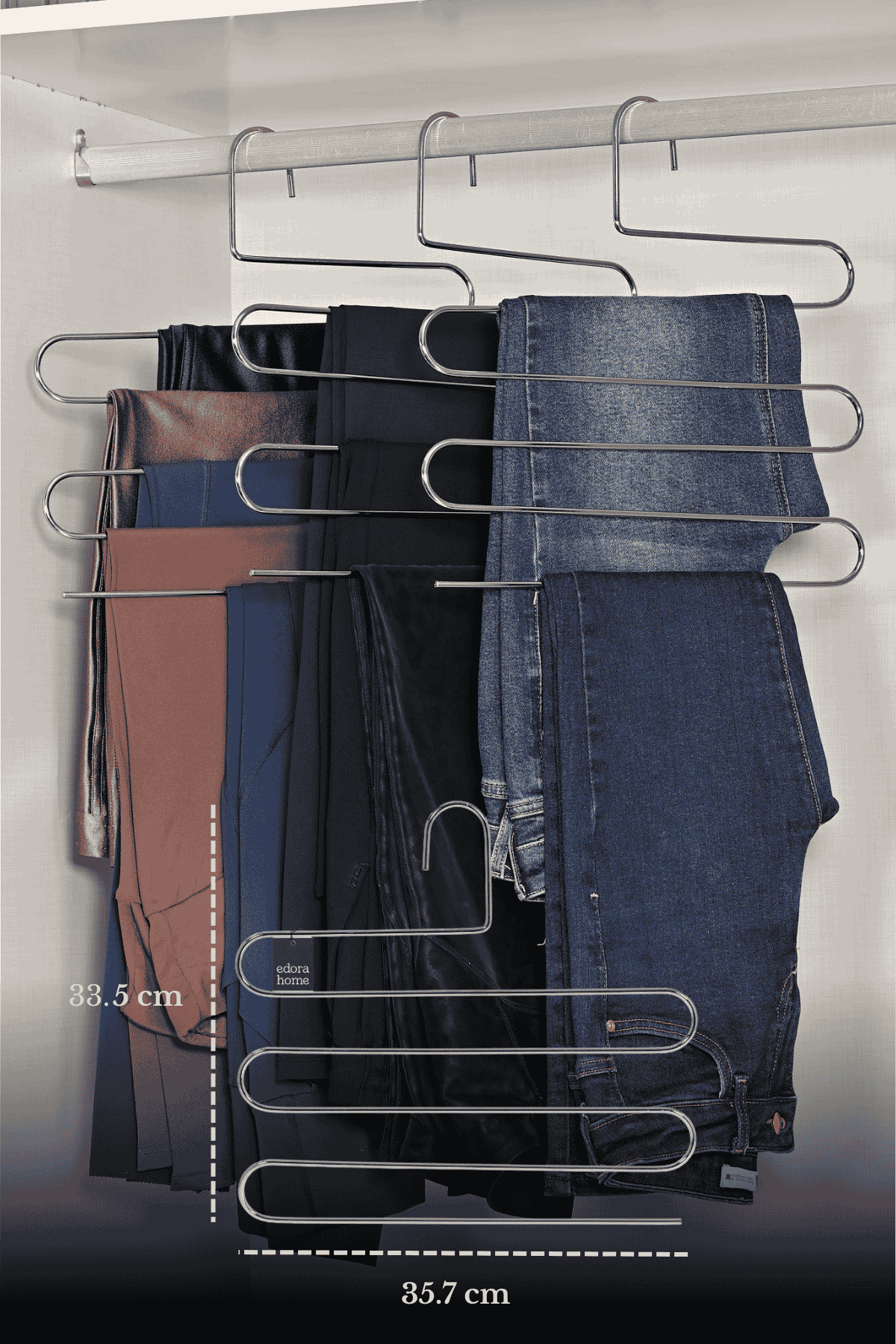 5-Piece Matte Silver 5-Tier Pants Hanger Wardrobe Inner Clothes Scarf Shawl Hanger Stainless Metal