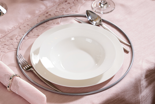 Gümüş 6 Adet İçi Boş Yuvarlak Supla,Amerikan Sunum Servis, Şık Çeyiz Seti,Halka Runner-Metal Paslanmaz