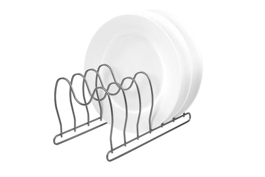 Gümüş 6 Bölmeli Tava, Tabak Ve Tencere Kapak Düzenleyici Raf, Çekmece Organizeri - Metal Paslanmaz