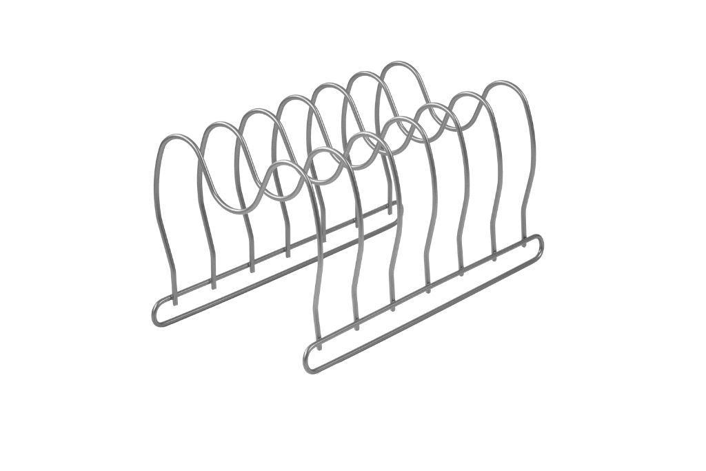 Mat Gümüş 6 Bölmeli Tava Tencere Kapak Düzenleyici Çekmece İçi Organizer Paslanmaz Metal