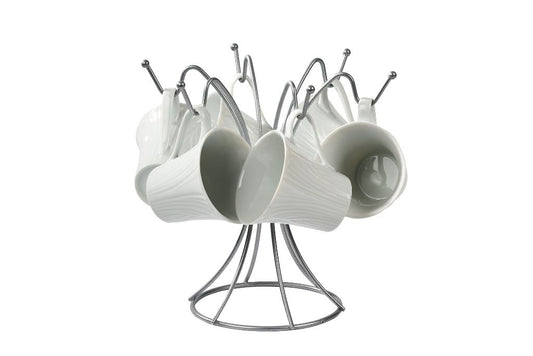 Gümüş 6 Kancalı Bardak Askılık,Kupa,Fincan Kancalı Mutfak Set Üstü Düzenleyici-Metal Paslanmaz