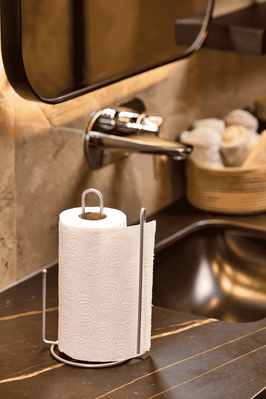 Gümüş Ayraçlı Kağıt Rulo Havluluk 25 Cm Peçetelik ,Modern Mutfak Ergonomik Tasarım-Metal Paslanmaz