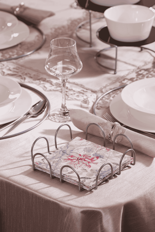 Gümüş Kare 18 Cm Peçetelik,Kafe,Restoran, Otel, Lüks Mutfak Sofra Büyük Boy Peçete-Metal Paslanmaz