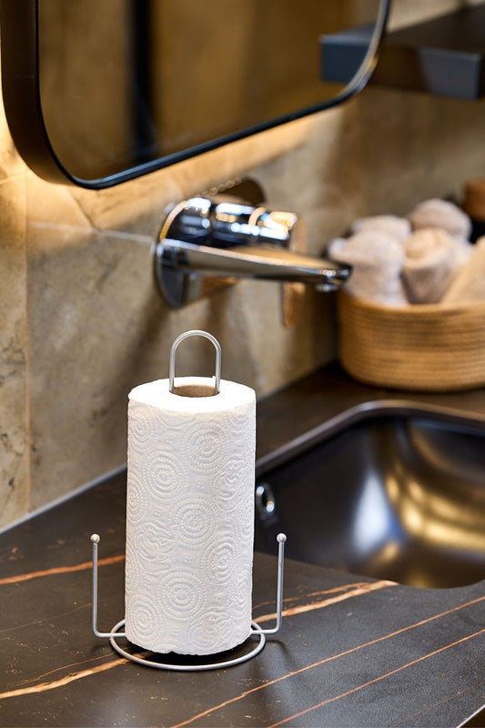 Gümüş Misketli Kağıt Rulo Havluluk,Peçetelik Mutfak Banyo Çocuk Odası Aksesuar-Metal Paslanmaz