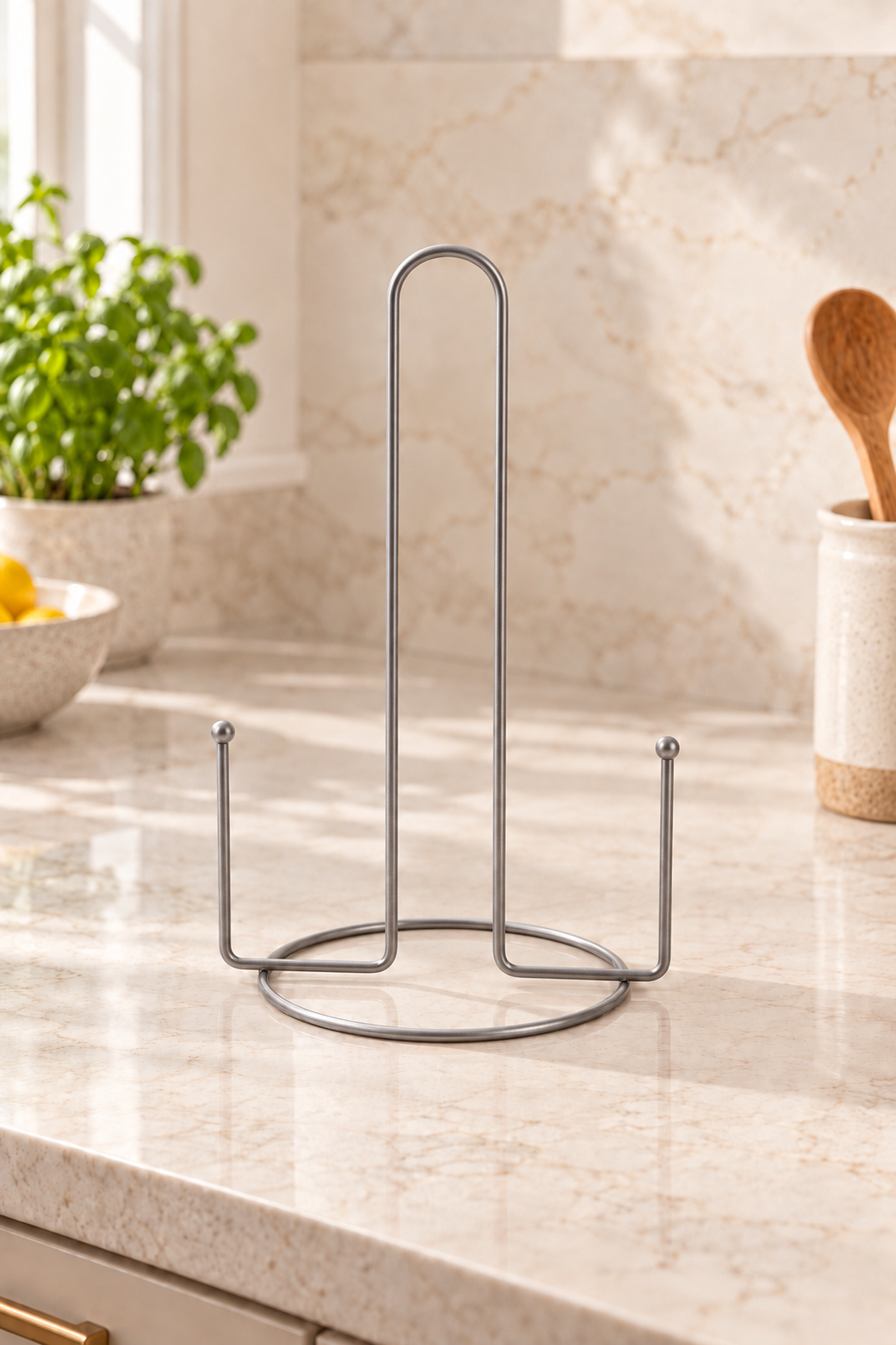 Silver Beaded Paper Towel Holder, Napkin Holder Kitchen Bathroom Children's Room Accessory-Metal Stainless