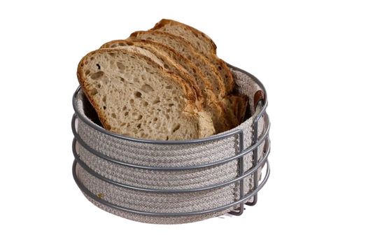 Gümüş Yuvarlak Ekmek Sepeti Şık, Ekmeklik Hasır Örmeli Makrome - Çok Amaçlı Metal Paslanmaz