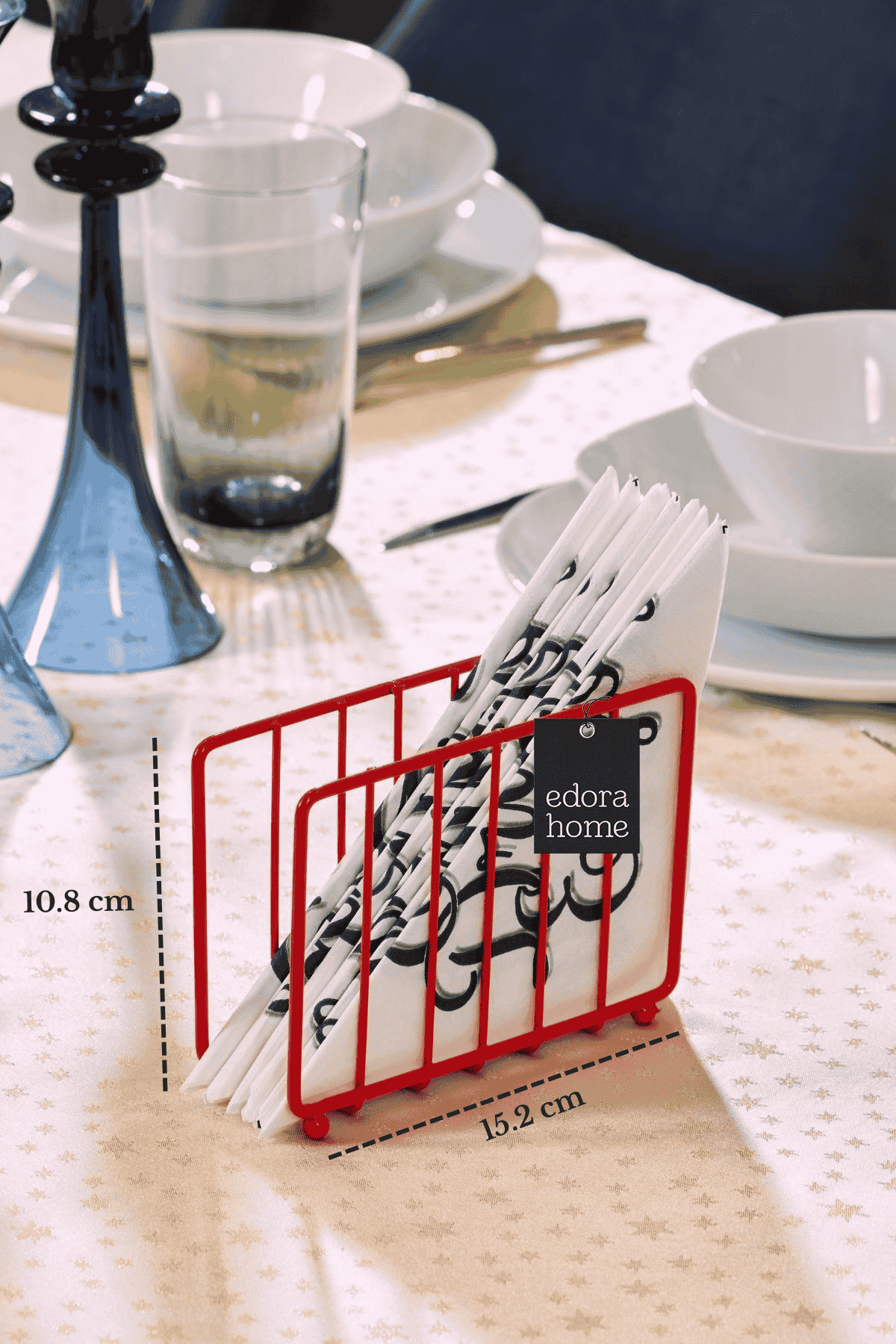 Kırmızı Kafes Peçetelik Peçete Standı Kafe Restoran Otel Dekoratif Paslanmaz Metal