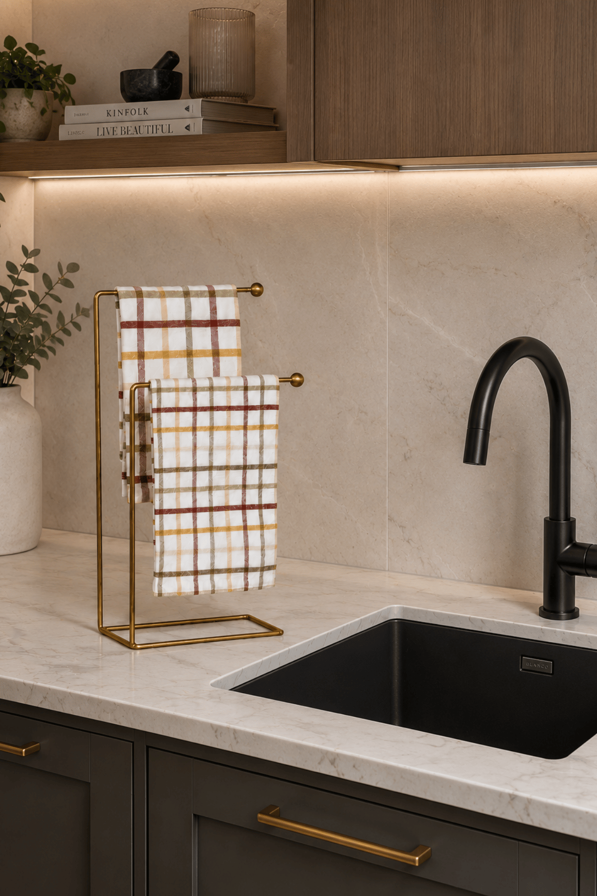 Mat Gold 2 Kollu Mutfak Tezgah Üstü Havluluk Standı, Montaj Gerektirmez Havlu Askılığı