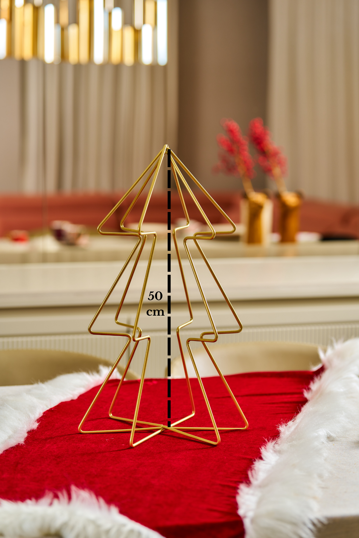 Mat Gold 50cm Yılbaşı Ağacı Metal,Süslenebilir
