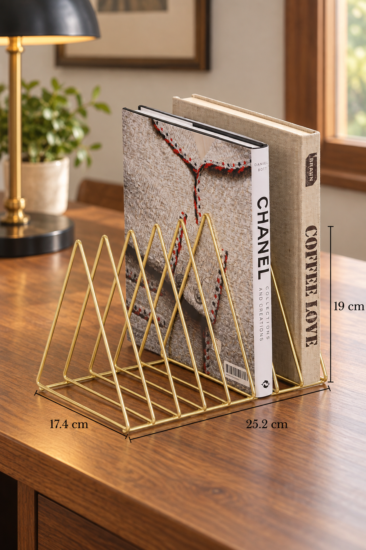 Matte Gold Desk Book Organizer Office Living Room Organizer