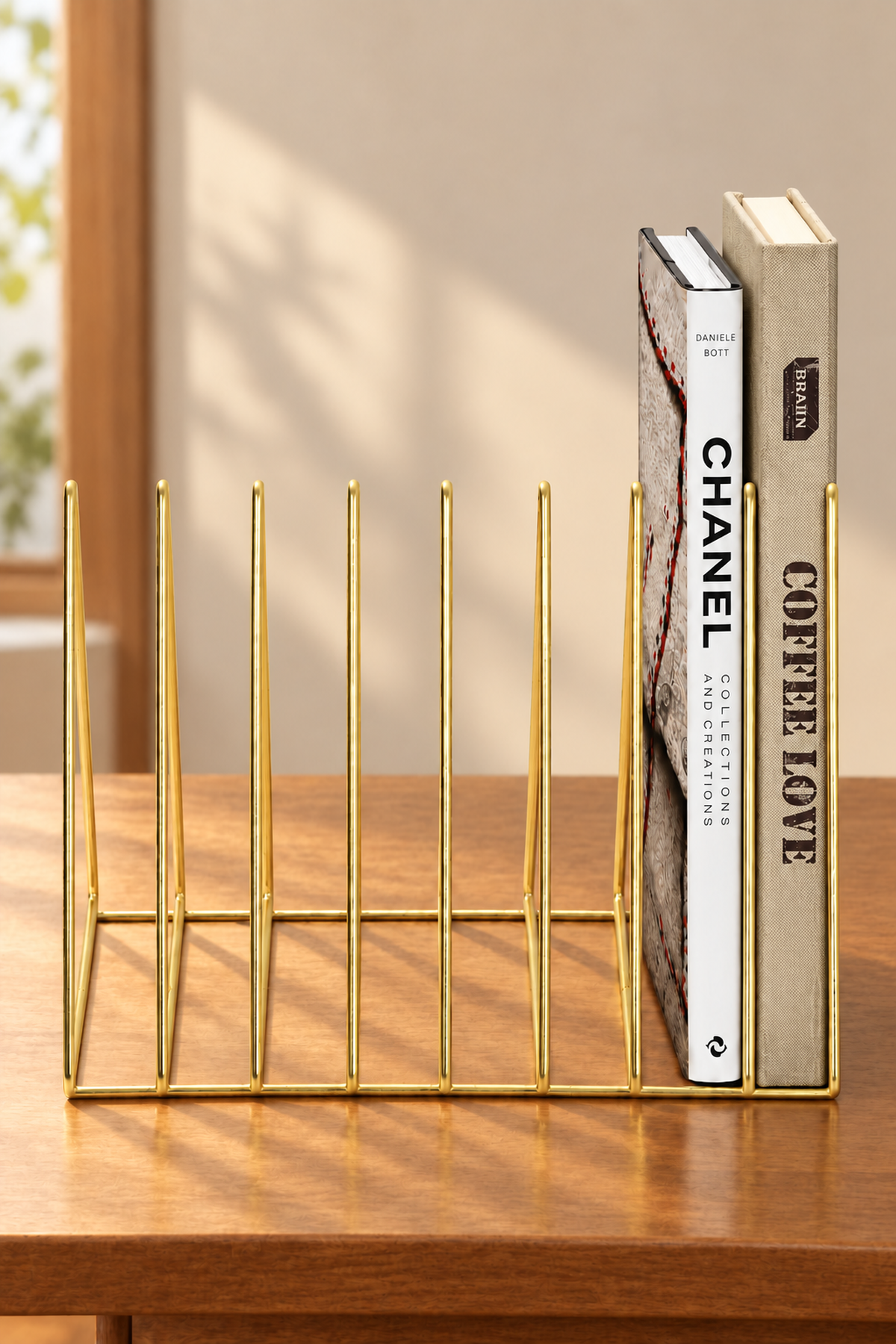 Matte Gold Desk Book Organizer Office Living Room Organizer