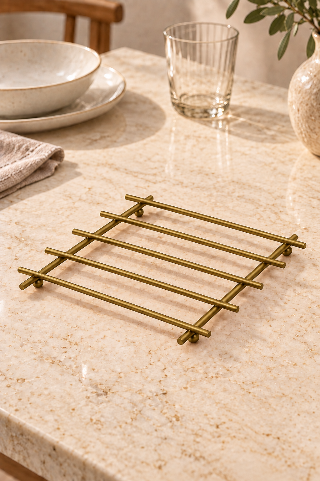 Mat Gold Fireproof Trivet Pot Holder Countertop Mat Stainless Metal