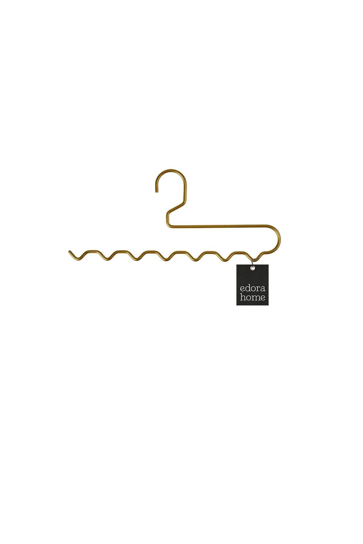Mat Gold Zigzag Askı Pantolon Şal Eşarp Kemer Askılığı Dolap İçi Organizer