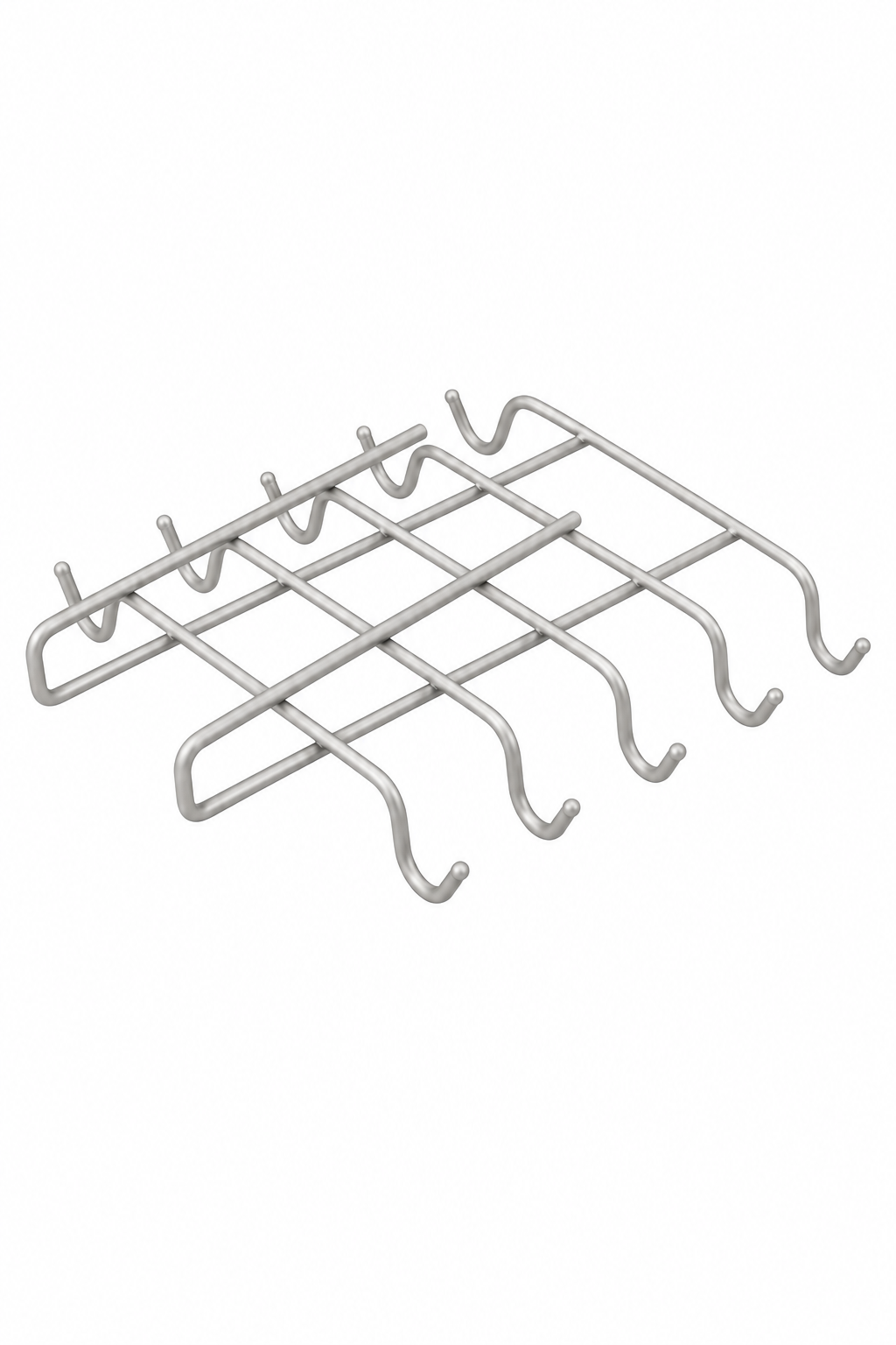 Matte Silver 10-Hook Under-Cabinet Mug Holder Rack Stainless Steel