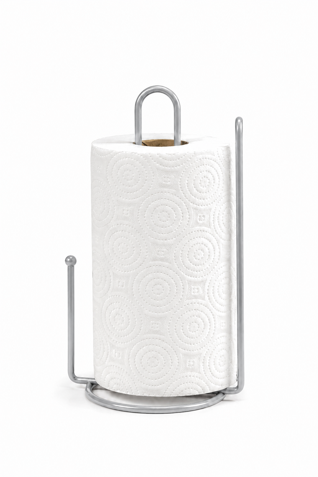 25 cm Stainless Metal Paper Towel Holder, Roll Towel Holder, Napkin Holder with Matte Silver Bracket