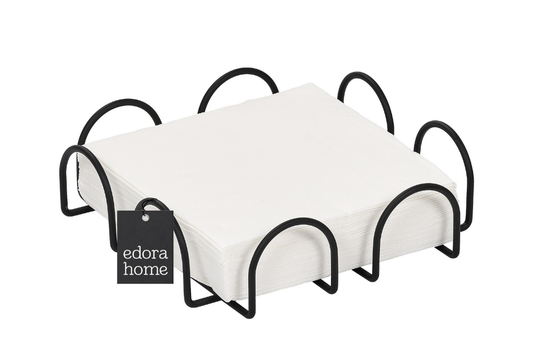 Mat Siyah 18 Cm Peçetelik, Kafe, Restoran, Otel, Mutfak Sofra Büyük Boy Peçete - Metal Paslanmaz