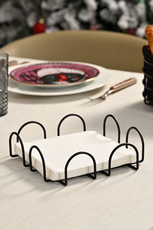 Mat Siyah 18 Cm Peçetelik, Kafe, Restoran, Otel, Mutfak Sofra Büyük Boy Peçete - Metal Paslanmaz