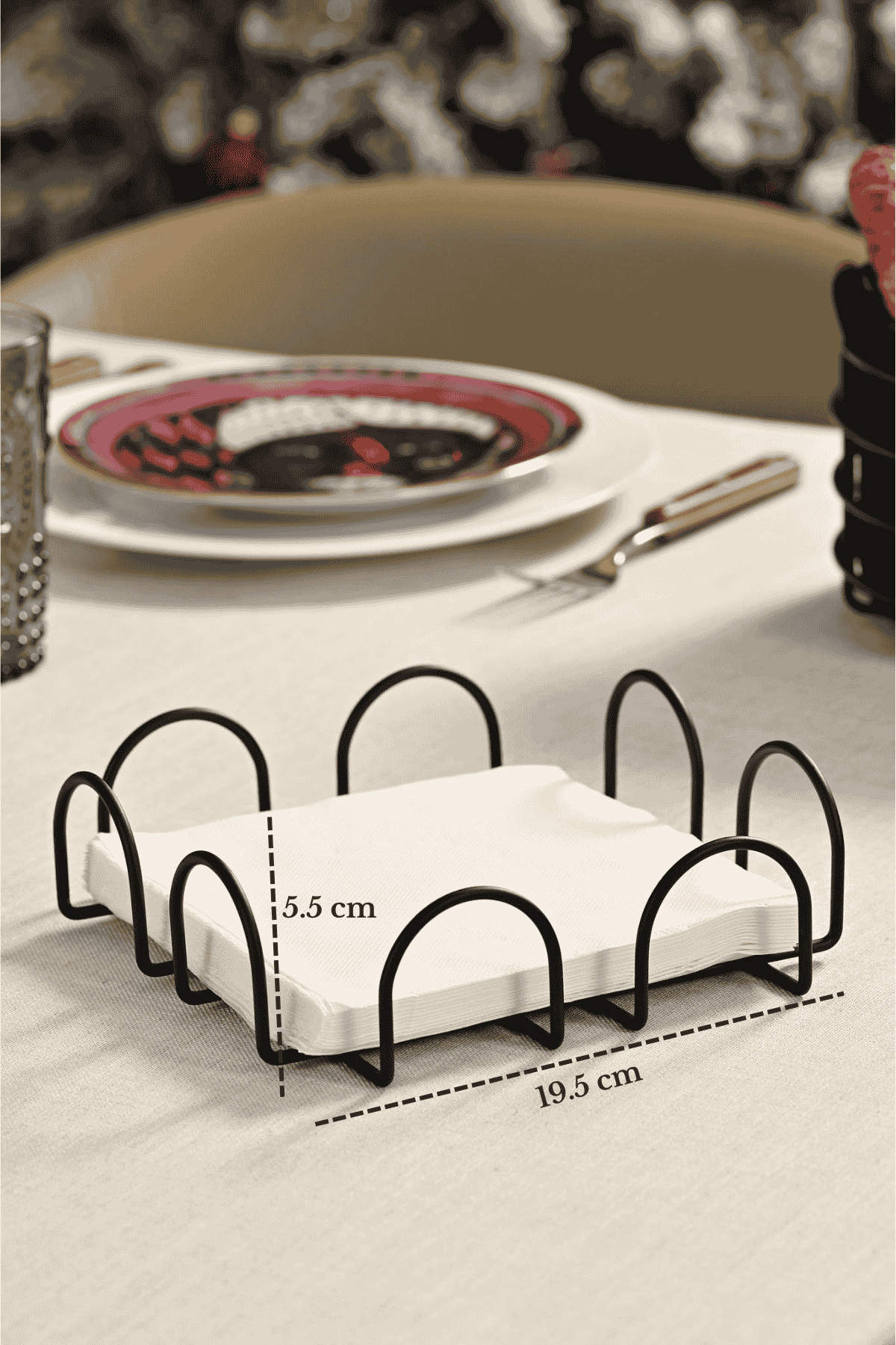 Mat Siyah 18 Cm Peçetelik Büyük Boy Peçete Standı Kafe Restoran Otel Paslanmaz Metal