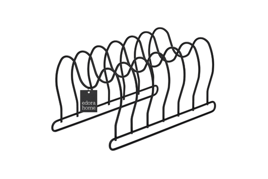 Mat Siyah 6 Bölmeli Tava, Tabak Ve Tencere Kapak Düzenleyici Raf, Çekmece Içi Organizer - Metal Paslanmaz