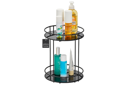 Mat Siyah Banyo Organizer Kozmetik Takı Parfüm Havlu Düzenleyici Sunum Tepsisi Pleksili -Metal Paslanmaz