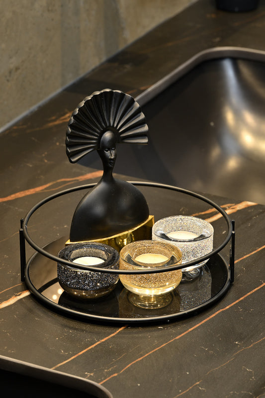 Mat Siyah Banyo Organizer Kozmetik Takı Parfüm Havlu Düzenleyici Sunum Tepsisi Pleksili -Metal Paslanmaz