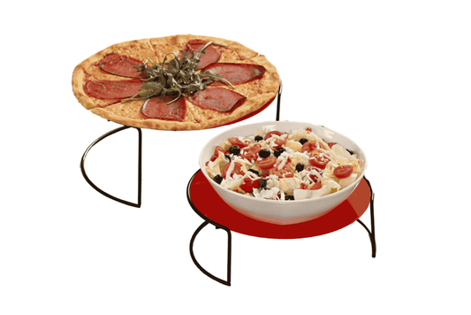 Mat Siyah Büyük Boy Sunumluk 2'Li Metal Hediyelik Dekorasyon İkramlık /Kırmızı Pleksi / Paslanmaz