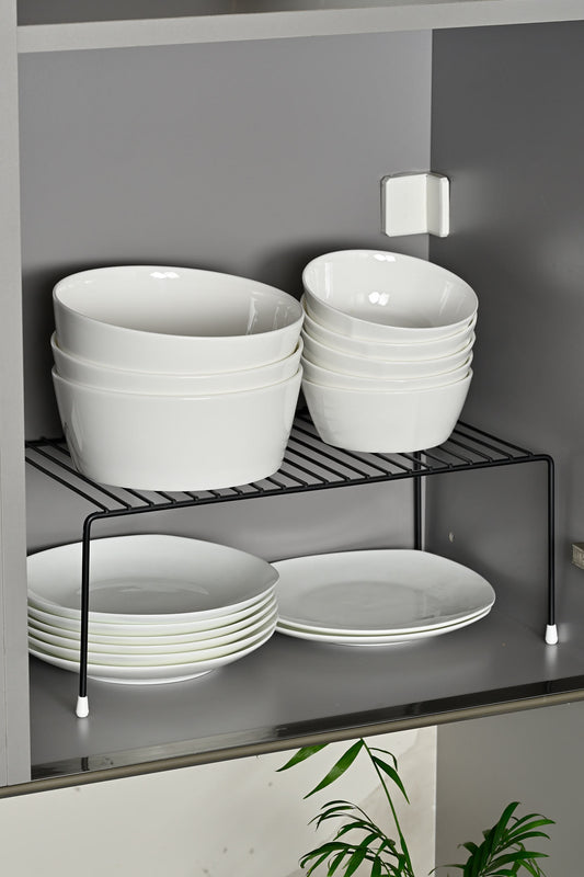 Mat Siyah Çok Amaçlı Dolap Içi Düzenleyici Tel Raf, Fincan Tabak Kase Organizer-Metal Paslanmaz