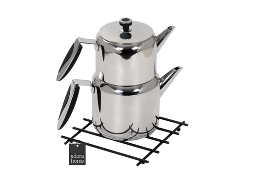 Mat Siyah Düz Çubuklu Yanmaz Nihale, Tezgah Üstü Altlık - Metal Paslanmaz