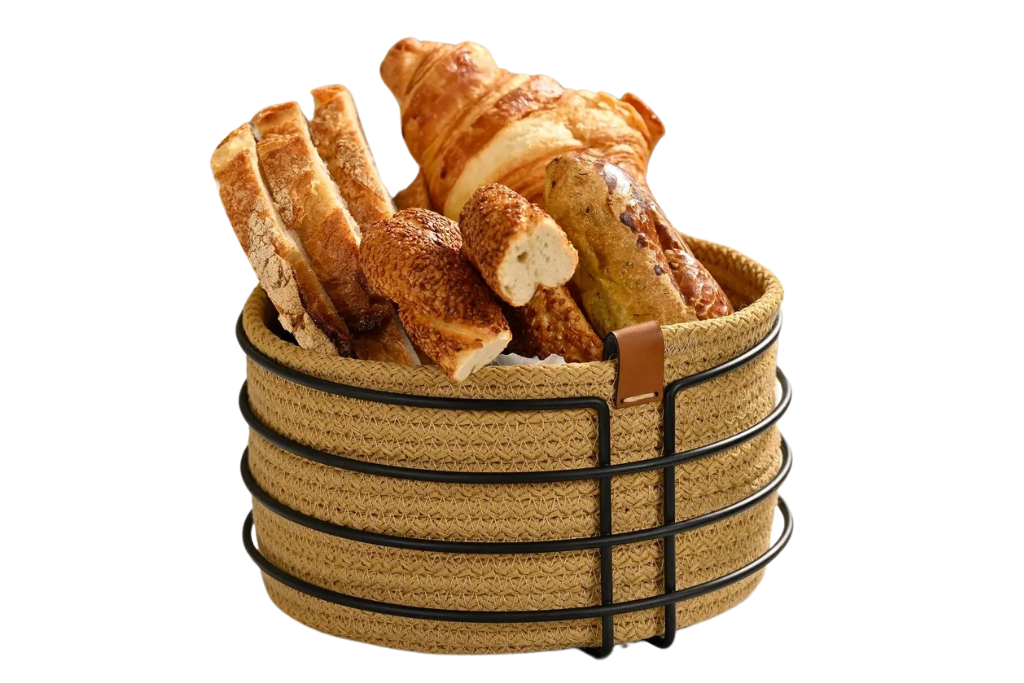 Mat Siyah Yuvarlak Ekmek Sepeti Şık,Ekmeklik Kahve Hasır Örmeli Makrome-Çok Amaçlı Metal Paslanmaz
