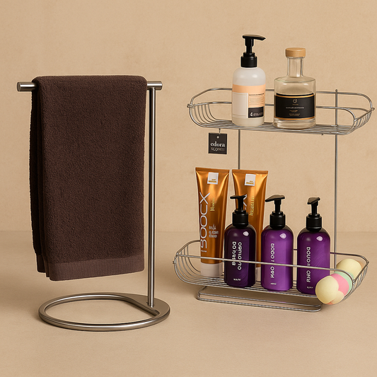 Metal Çok Amaçlı Silver Set Banyo Organizer Seti