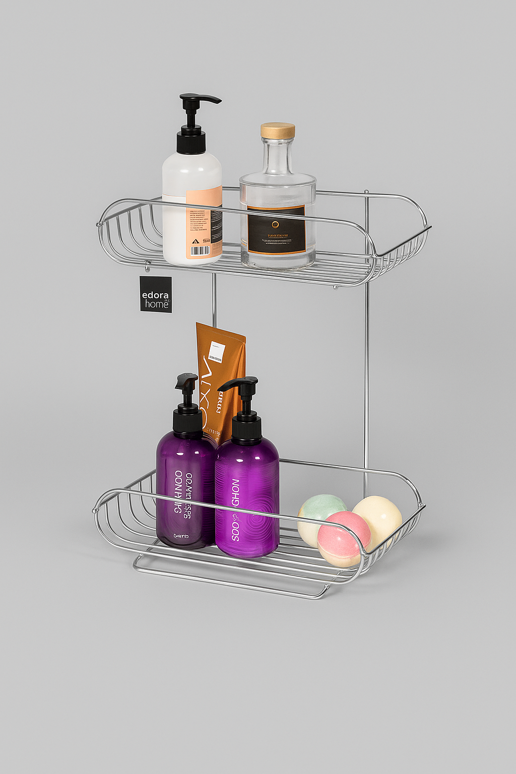 Bathroom Organizer Set Towel Rack 2-Tier Shampoo Shelf