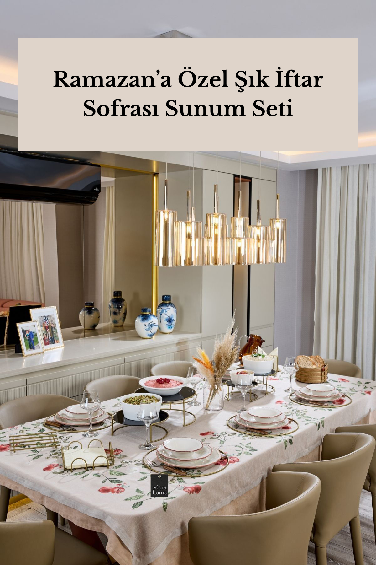 Ramazan’a Özel İftar Sofrası Sunumluk Seti | Gold Detaylı Dekoratif Masa Konsepti