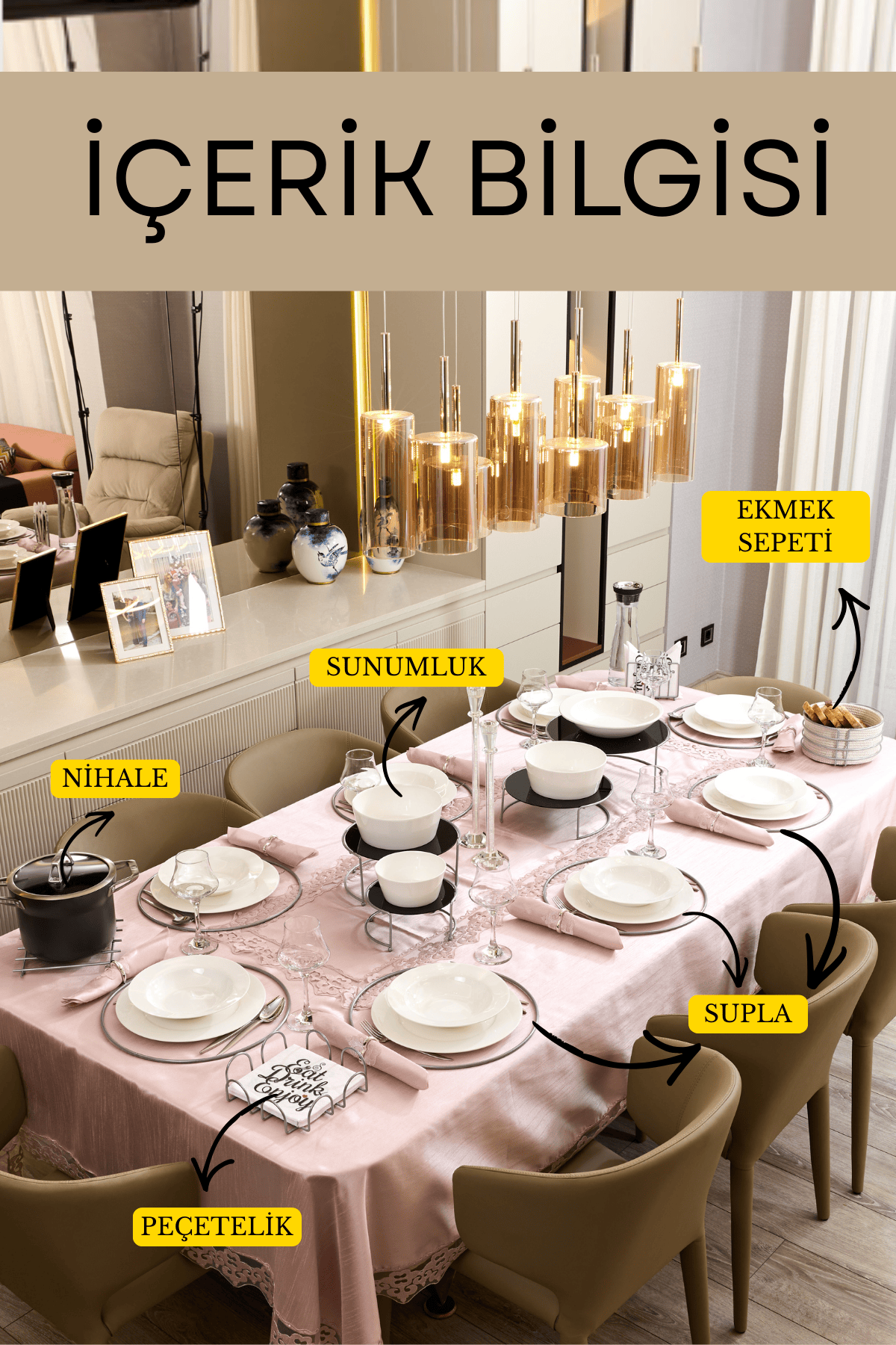 Ramazan’a Özel İftar Sofrası Sunumluk Seti | Gümüş Detaylı Dekoratif Masa Konsepti