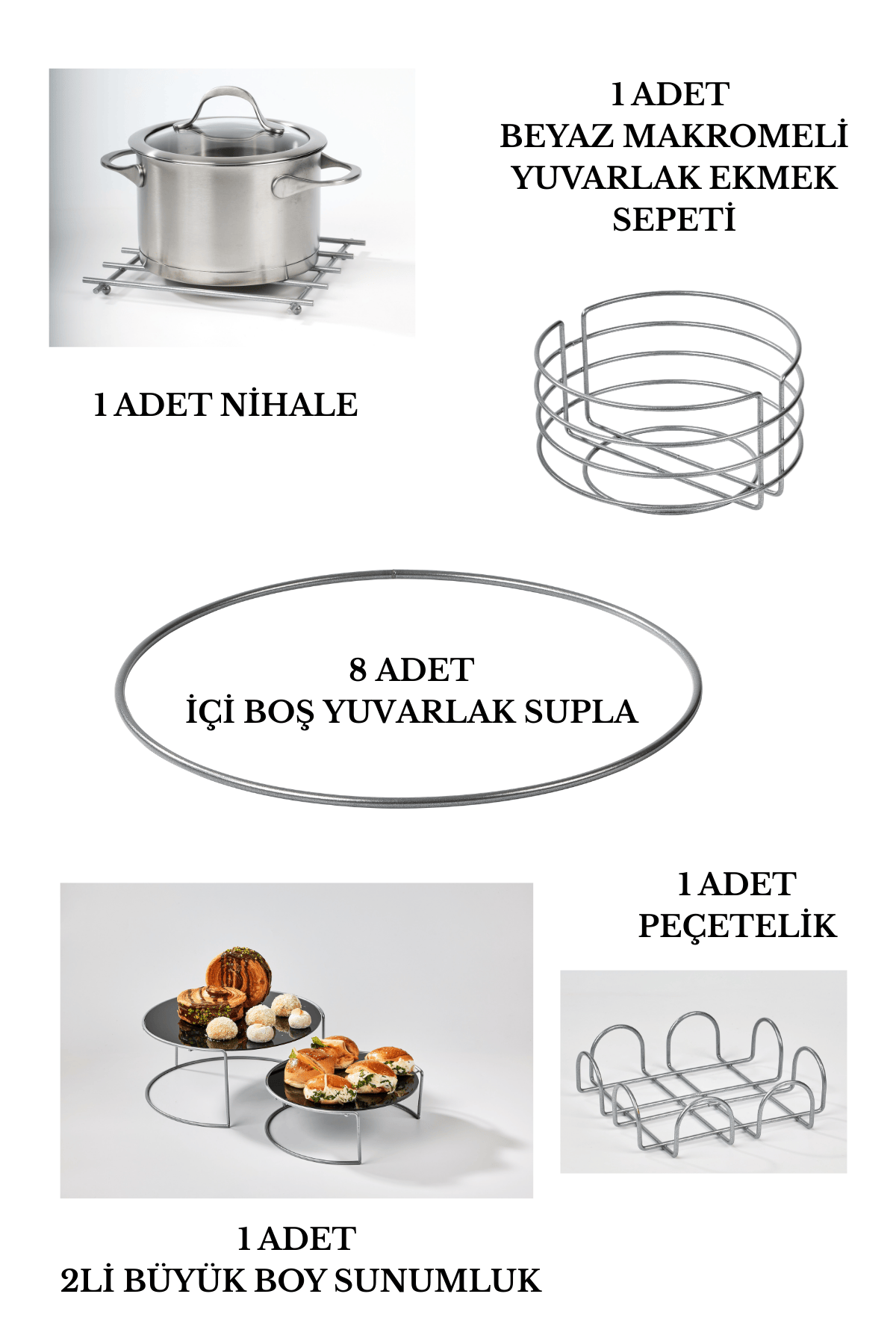 Ramazan’a Özel İftar Sofrası Sunumluk Seti | Gümüş Detaylı Dekoratif Masa Konsepti