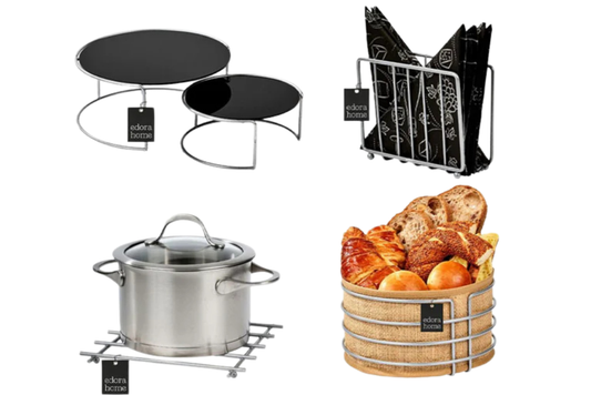 Siyah ve gümüş uyumlu 2’li sunum seti – ramazan sofralarına şıklık katmak için ideal