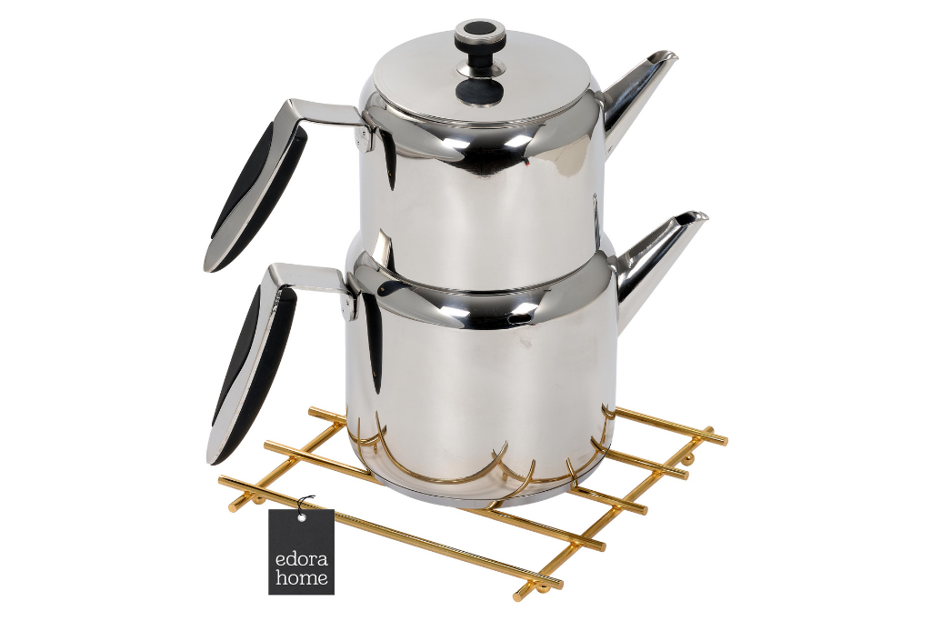 2-Piece Ramadan Serving Set Black Plexiglass Trivet Napkin Holder Bread Basket