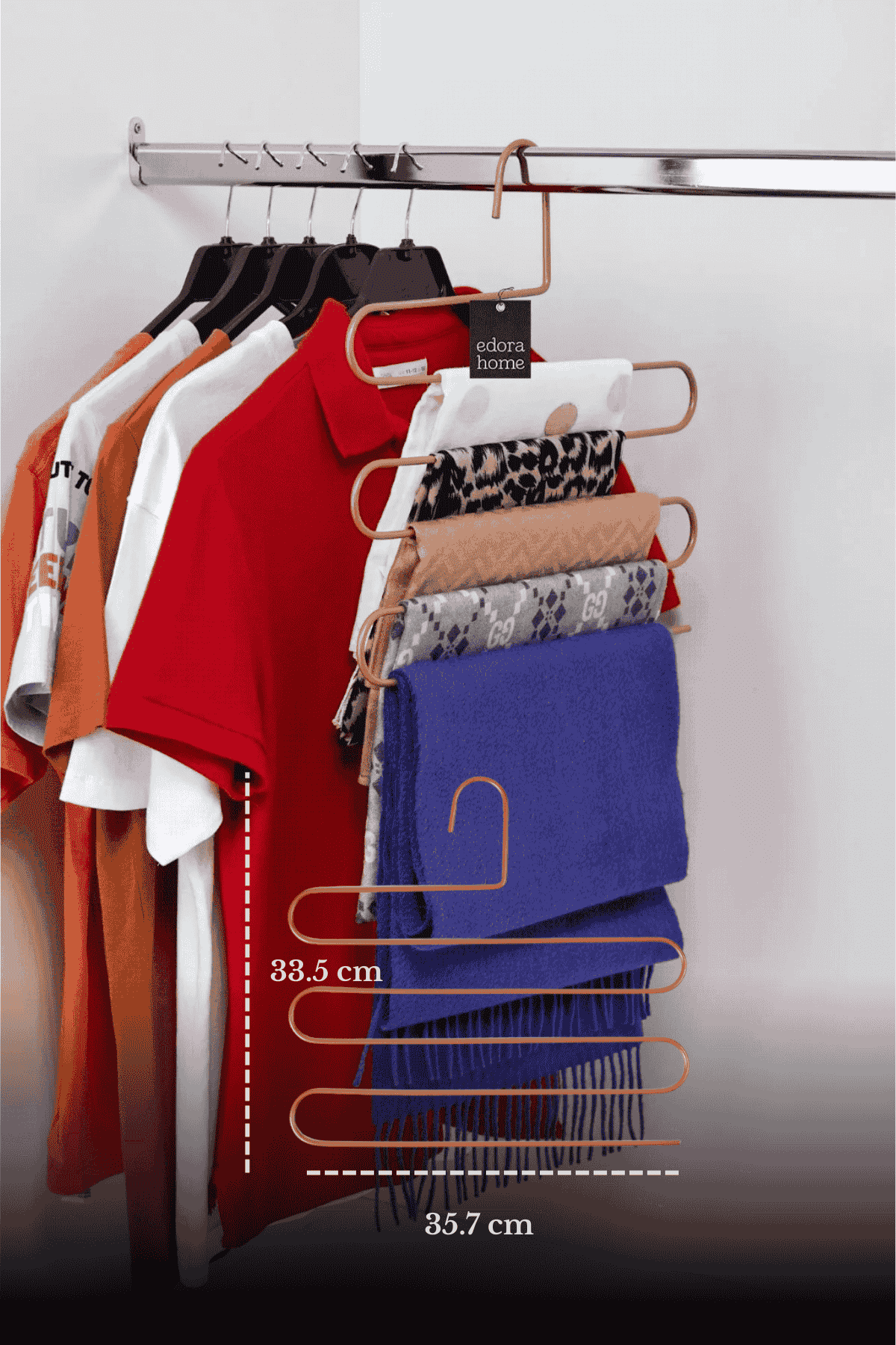 10'lu Rose 5 Katlı Pantolon Askılığı Dolap İçi Elbise Şal Eşarp Askılık Paslanmaz Metal