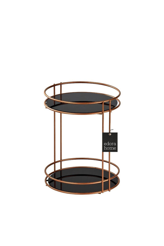 Rose 2 Katlı Banyo Organizer Düzenleyici Servis Sunum Ikramlık Pleksili-Metal Paslanmaz