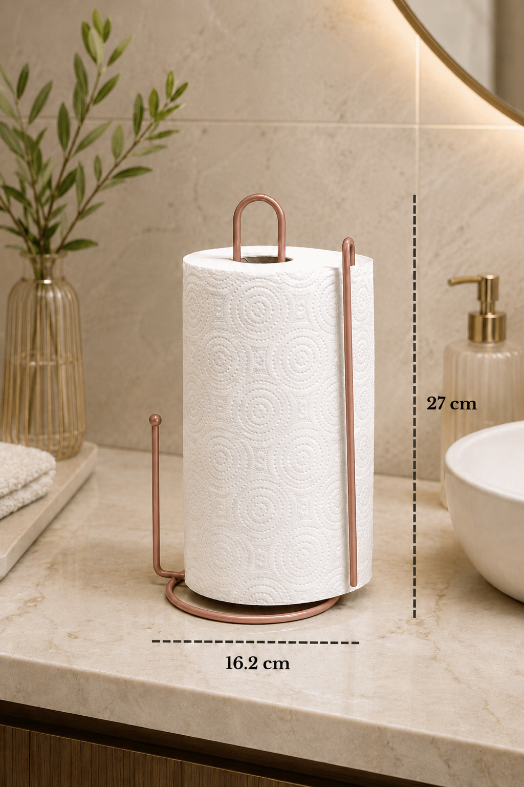 Rose Wall-Mounted Paper Towel Holder, Roll Towel Holder, Napkin Holder 25 cm Stainless Metal