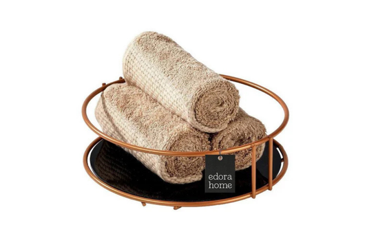 Rose Banyo Organizer Kozmetik Takı Parfüm Havlu Düzenleyici Sunum Tepsisi Pleksili -Metal Paslanmaz