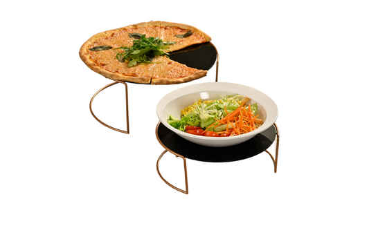 Büyük boy rose sunumluk – siyah pleksi tabanlı 2’li metal dekoratif ürün