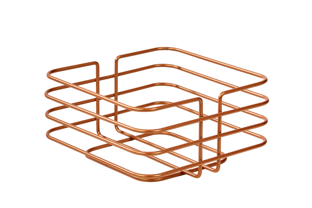Rose Pointed-Corner Square Basket Storage Basket Multipurpose Organizer Stainless Metal
