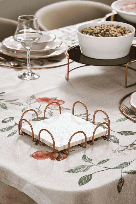 Rose Kare 18 Cm Peçetelik, Kafe, Restoran, Otel, Mutfak Sofra Büyük Boy Peçete - Metal Paslanmaz