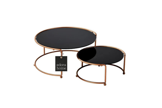 İkili siyah pleksi metal sunumluk – küçük boy paslanmaz dekoratif tabak seti