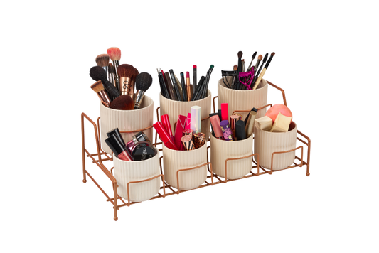 Rose Makyaj Ve Kozmetik Masa Üstü Organizer, Çok Amaçlı Banyo Düzenleyici 7 Bölme - Metal Paslanmaz